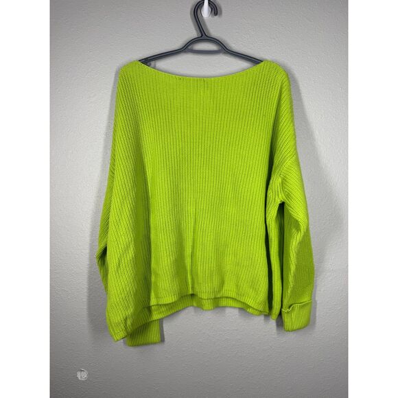 NWT French Connection Womens Neon Green Sweater Sz S Oversized Boxy Gorpcore - Picture 4 of 9
